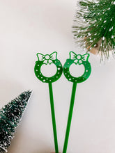 Load image into Gallery viewer, Christmas Wreath Drink Stirrers