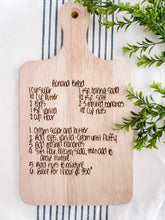 Load image into Gallery viewer, family recipe engraved cutting board