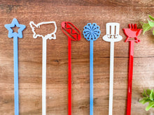 Load image into Gallery viewer, 4th of july drink stirrers