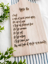 Load image into Gallery viewer, Apple Pie Recipe Cutting Board