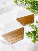 Load image into Gallery viewer, wood and marble hexagon coasters