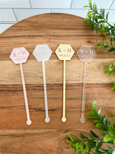 Load image into Gallery viewer, Custom Hexagon Wedding Drink Stirrers