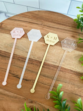 Load image into Gallery viewer, Custom Hexagon Wedding Drink Stirrers