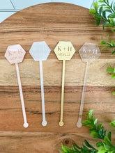 Load image into Gallery viewer, Custom Hexagon Wedding Drink Stirrers