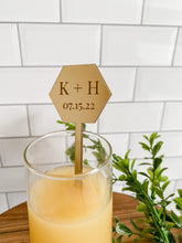 Load image into Gallery viewer, Custom Hexagon Wedding Drink Stirrers