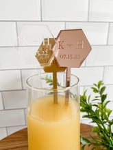 Load image into Gallery viewer, Custom Hexagon Wedding Drink Stirrers