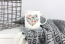 Load image into Gallery viewer, Floral Heart Coffee Mug