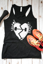 Load image into Gallery viewer, sweat sister black workout tank top