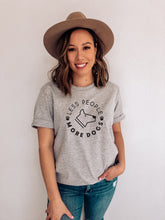 Load image into Gallery viewer, athletic gray less people more dogs graphic tee