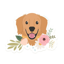 Load image into Gallery viewer, Golden Retriever Floral Sticker
