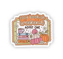 Load image into Gallery viewer, Cozy Bookish Weekend Ticket Sticker
