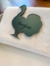 Load image into Gallery viewer, Personalized Mirrored Acrylic Turkey Place Cards | Custom Halloween Name Cards | Spooky Table Setting Decor
