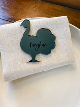 Load image into Gallery viewer, Personalized Mirrored Acrylic Turkey Place Cards | Custom Halloween Name Cards | Spooky Table Setting Decor
