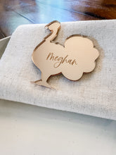 Load image into Gallery viewer, Personalized Mirrored Acrylic Turkey Place Cards | Custom Halloween Name Cards | Spooky Table Setting Decor
