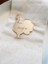 Load image into Gallery viewer, Personalized Mirrored Acrylic Turkey Place Cards | Custom Halloween Name Cards | Spooky Table Setting Decor
