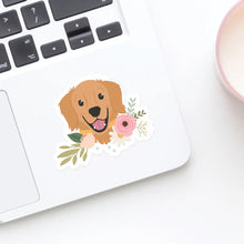 Load image into Gallery viewer, Golden Retriever Floral Sticker
