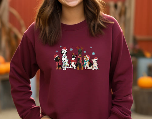 christmas dogs maroon sweater