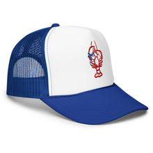Load image into Gallery viewer, Coastal Lobster Trucker Hat – Nautical Embroidered Foam Snapback Cap
