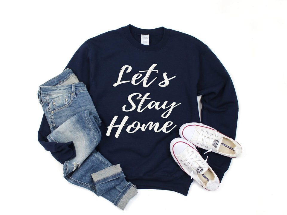 lets stay home sweater in navy blue