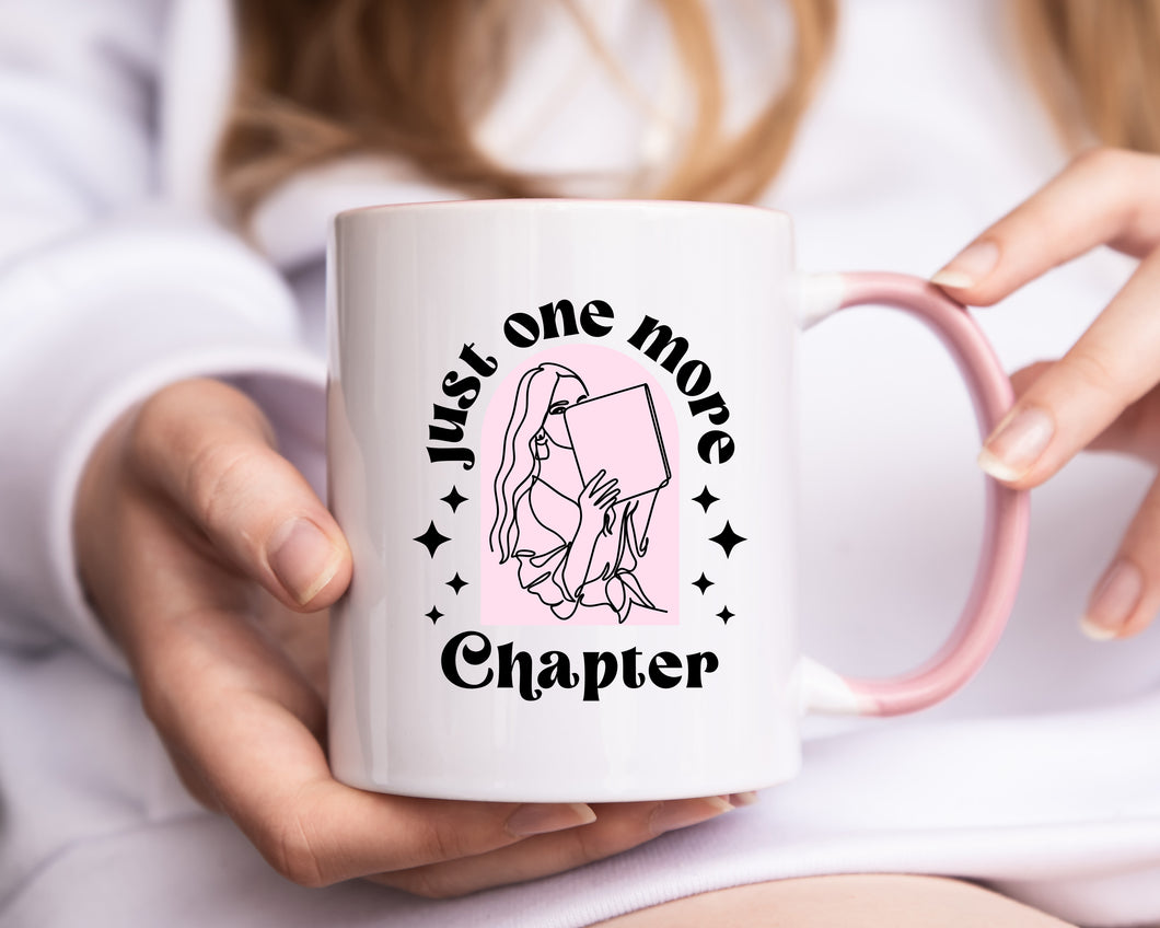 Just One More Chapter Pink Mug
