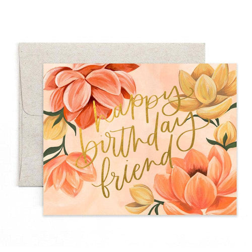 happy birthday friendship floral card