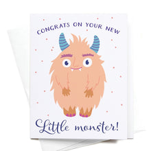 Load image into Gallery viewer, new baby card congrats on your new little monster card
