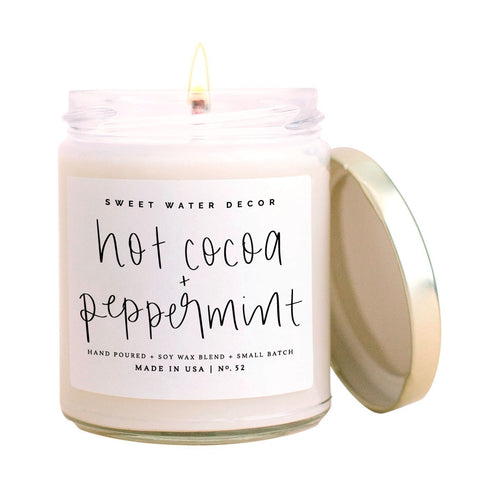 hot chocolate and peppermint soy candle