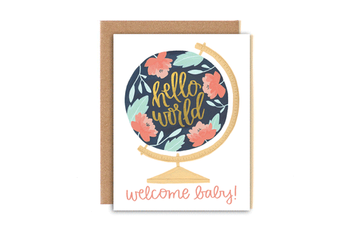 hello world welcome baby card