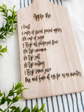 Load image into Gallery viewer, Apple Pie Recipe Cutting Board
