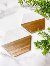 Load image into Gallery viewer, wood and marble hexagon coasters
