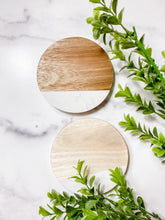 Load image into Gallery viewer, wood and marble circle coasters
