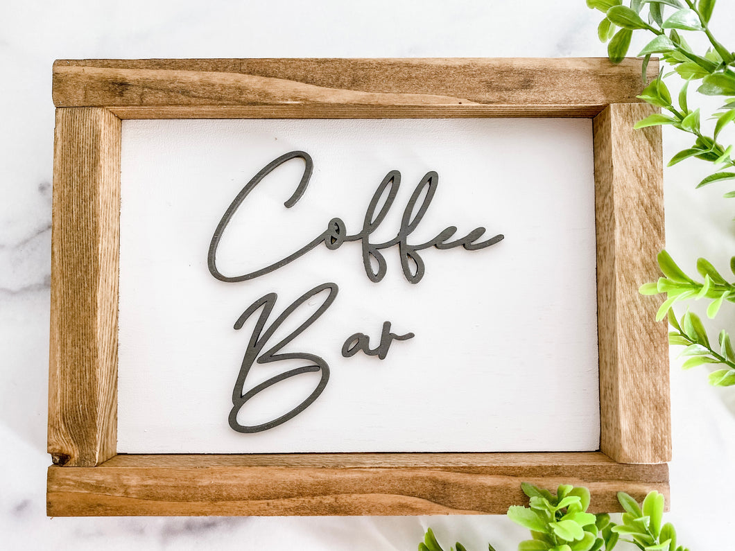 coffee bar 3d wood sign