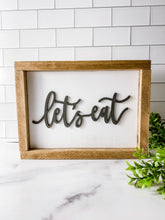 Load image into Gallery viewer, lets eat farmhouse wood sign
