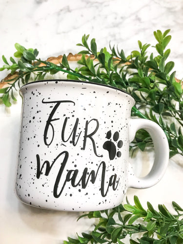 fur mama white campfire mug