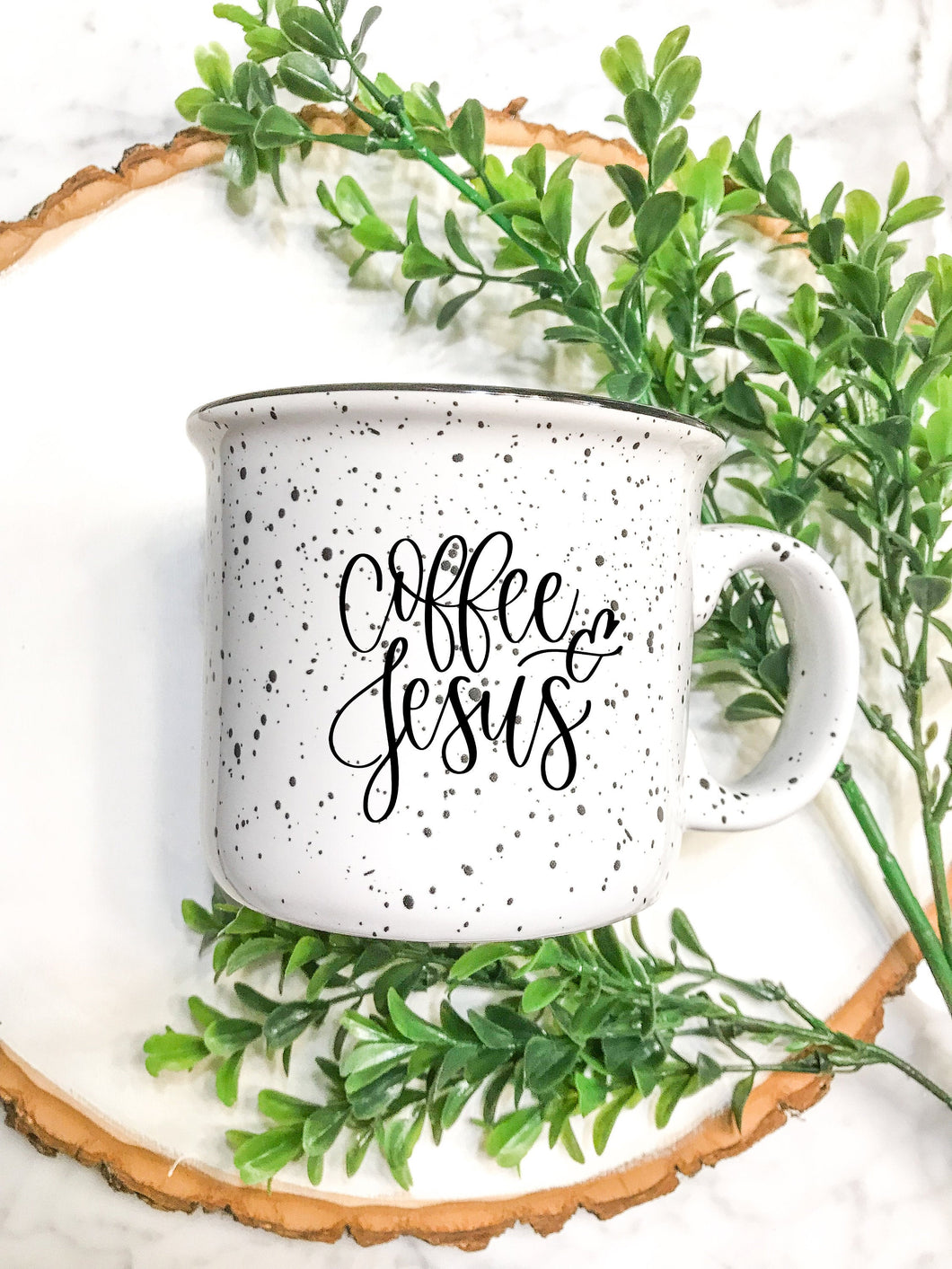 coffee and jesus white campfire mug